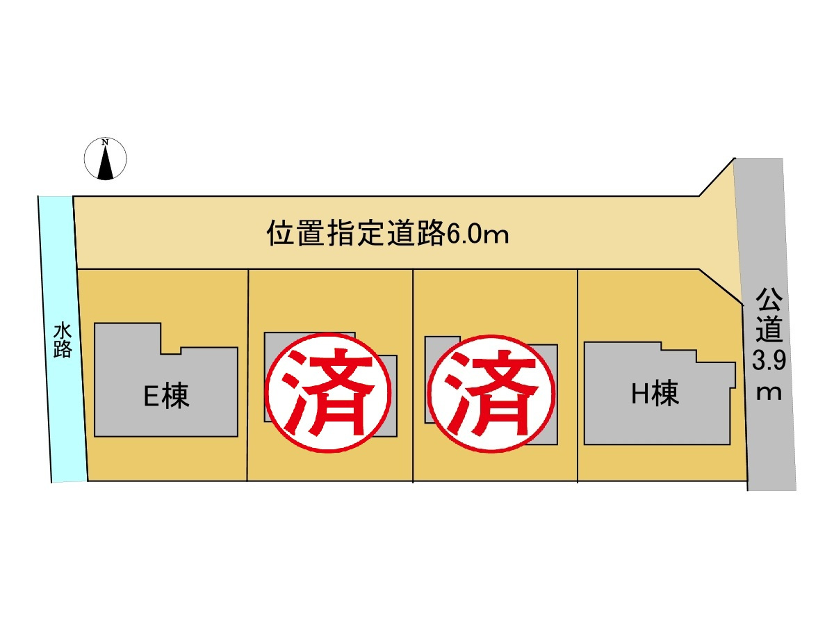 新築戸建　大垣市犬ヶ渕町　全4区画分譲の区画図|■区画図
■YAMADA電機の　ヤマダ不動産　株式会社リライフ　
いつでもお問合わせ下さい。