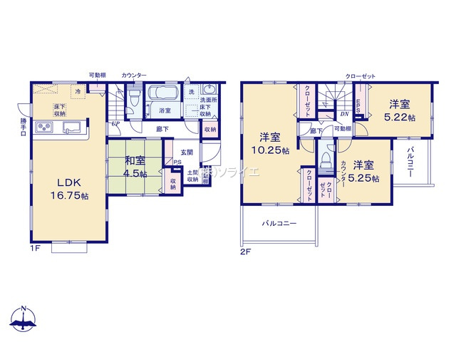 川越市的場全3棟　新築戸建　ウッディエの間取り