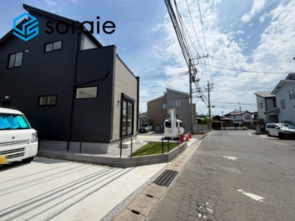川越市的場全3棟　新築戸建　ウッディエの前面道路含む現地写真|7/30撮影