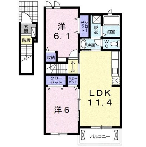 ブルーシエル浜の宮　Ⅰの間取り