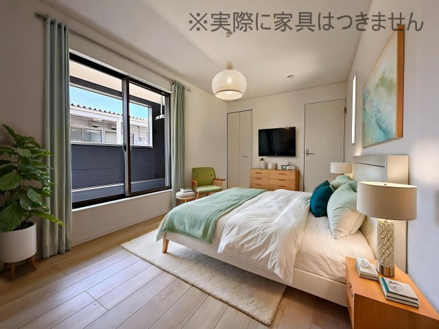 新築戸建・新築建売　郡山市並木第1　大島小・第五中の洋室|画像はバーチャルホームステージングの加工による演出で、実際の家具は付きません。