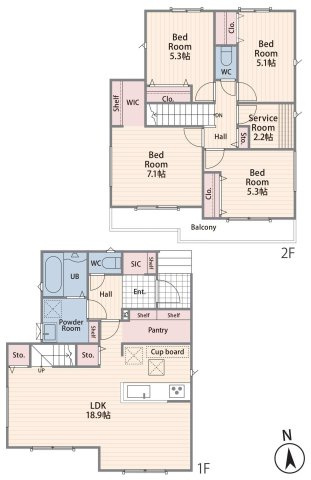 【横浜市旭区白根6丁目66-10全2棟新築戸建て】★仲介手数料無料★（不動丸小学校・鶴ヶ峯中学校）の間取り