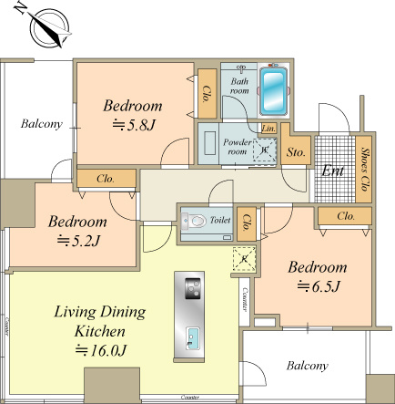 専有面積75.89㎡の3LDK　南西・北西角住戸　令和8年1月内装リフォーム済み