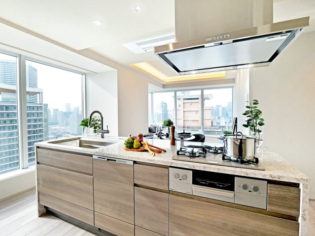 食洗器付きシステムキッチン、対面式　新規交換