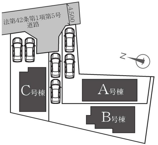 【横浜市旭区三反田町202全3棟新築戸建て】★仲介手数料無料★（市沢小学校・左近山中学校）の区画図