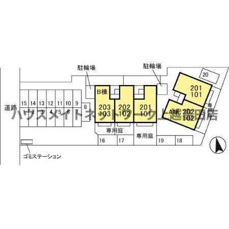 リバービュー Ｂの区画図|配置図