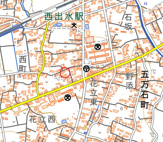 出水市西出水町 二棟一括アパートの地図