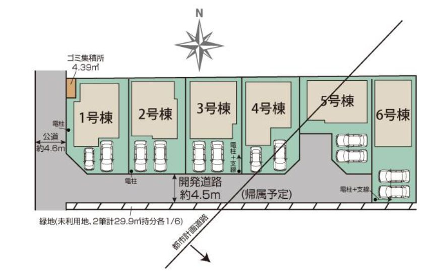 平塚市河内2丁目新築戸建て　2期1号棟の区画図|区画図「平塚市河内新築戸建て」