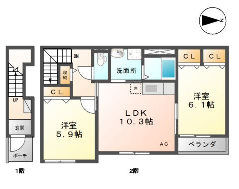 ソレイユ四ツ葉の間取り