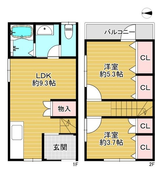 【間取り】 | 大阪市城東区諏訪2丁目　中古テラスハウス