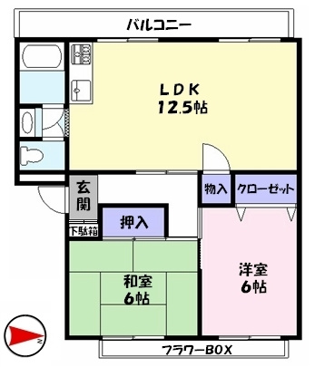 【間取り】 | ラフェスタ新開 | 【２ＬＤＫ】