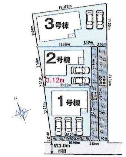 碧南市坂口町2丁目01期　全3棟・2号棟の区画図|2号棟です。