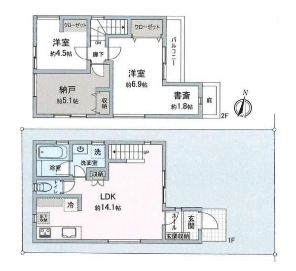 横浜市港南区上永谷１丁目の中古一戸建の間取り