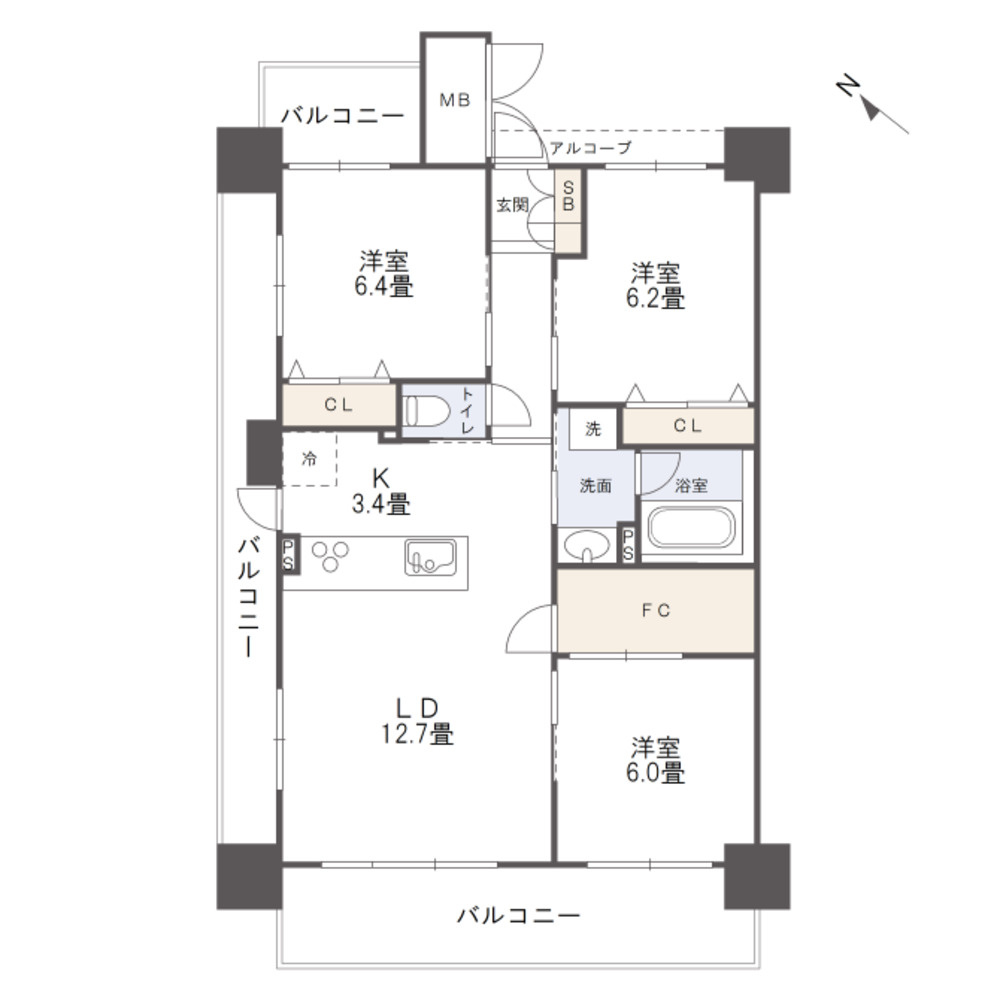 アルファスマート庭瀬駅前の間取り|・間取図