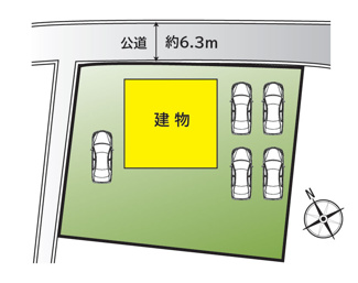 【区画図】 | 市川三郷町岩間 Ｈ24年築セキスイハイム施工の中古戸建 車6 | 敷地広々84坪　カースペースは6台以上駐車可能です。