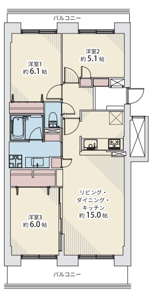 パシフィック星置ヒルズB棟の間取り