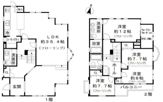 芦屋市翠ケ丘町戸建の間取り