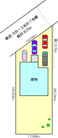 樋ノ口中古戸建の区画図|大きい車も充分な駐車スペ－スです