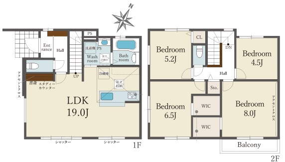 ４LDK・南西角地・LDK広々１９帖・山手　限定１棟の間取り