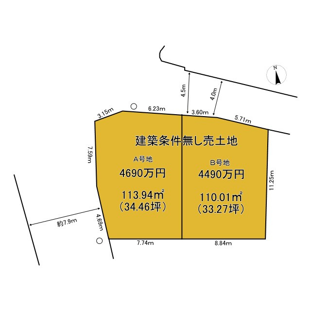 京都市北区上賀茂池端町　建築条件無し売土地【B号地】の土地図