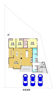 【間取り】 | 高島市新旭町1293-13　モデルハウス | 平家3LDKの間取り、ゆったりリビング