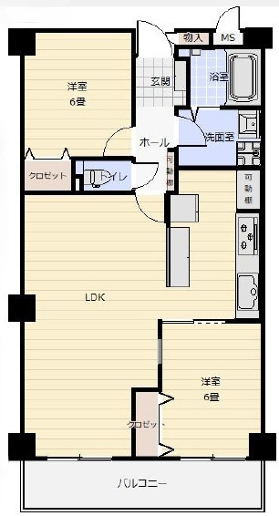 シャルマンコーポ松之浜の間取り|2LDK
