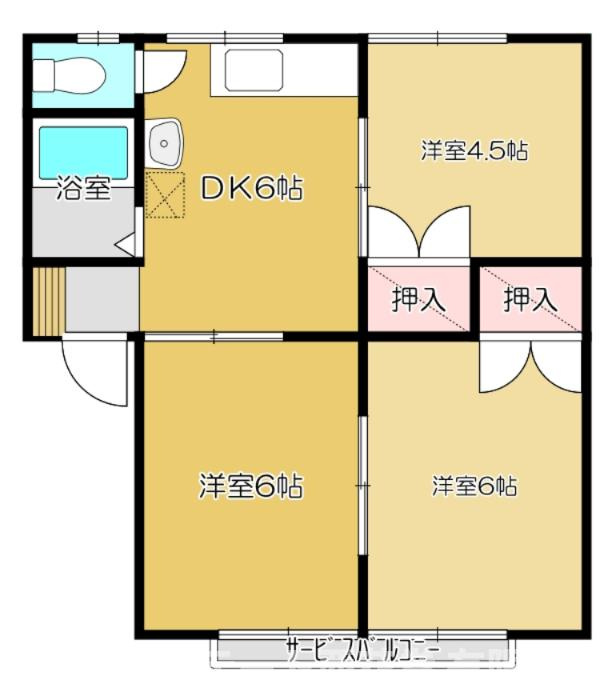 スカイハイツ菅原の間取り|206は反転タイプです。
