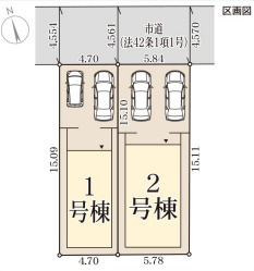 リーブルガーデン東大阪市菱屋西1丁目の区画図