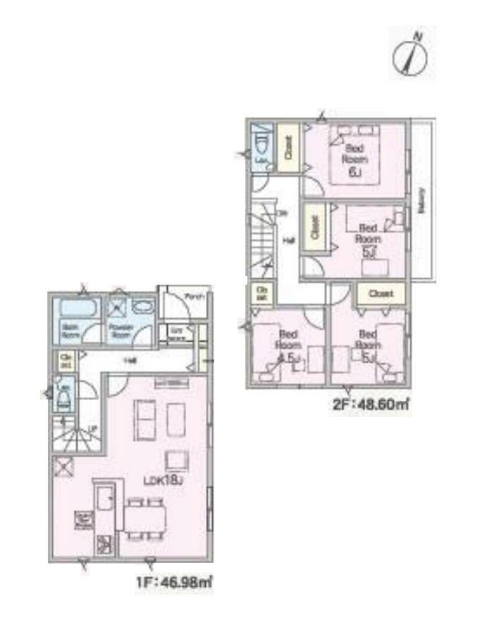 上尾市領家　第2　新築一戸建て　クレイドルガーデン　12の間取り|【全13棟・12号棟】上尾市領家　第2　新築一戸建て　クレイドルガーデン　12・4LDK・土地面積125.23m2・建物面積95.58m2