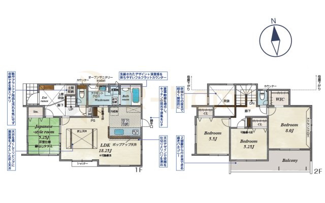 牛久市南5丁目5期　新築戸建て　1号棟の間取り|4LDK＋WIC＋土間収納、土地面積143.26m2、建物面積104.33m2