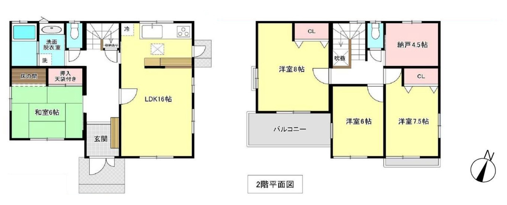 【中古戸建】前橋市茂木町の間取り|■間取り図｜敷地面積：184.19（約55.7坪）　建物面積：113.73（約34.4坪）