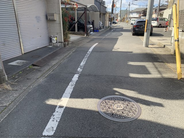 京都市北区紫竹上堀川町　建築条件無し売土地の前面道路含む現地写真