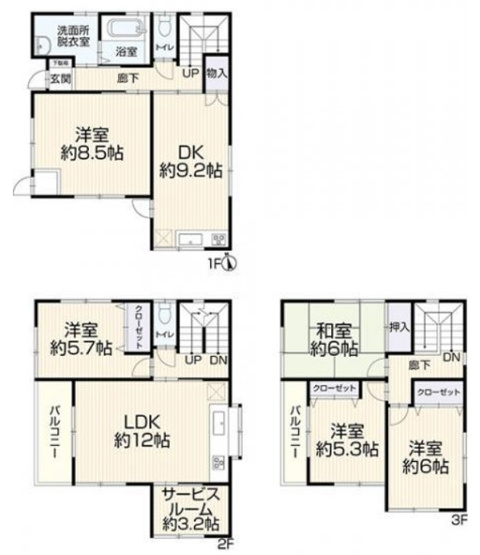 【間取り】 | 里中町2丁目　中古戸建