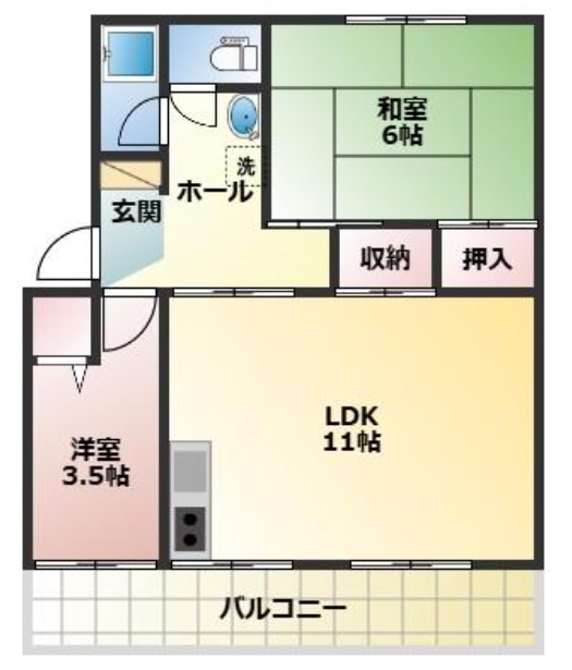 新多聞第2住宅　116号棟　の間取り