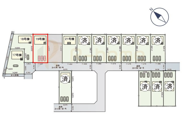 水戸市河和田町第3　新築戸建て　19号棟の区画図|大きなお買い物だからこそ、メリット・デメリットを伝えさせて頂きます。
R-homeにお任せください♪