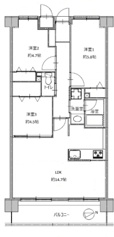 ファミール五日市中央の間取り|リビングダイニングと洋室を合わせると約19.2帖！間取り自由度が高くフレキシブルに対応できます！