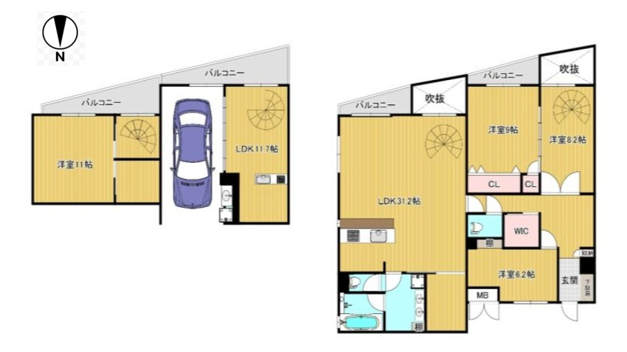 コンフォールヒルズ衣笠金閣寺道の間取り|4LDK+S（納戸）、専有面積176.92m2、バルコニー面積20.2m2