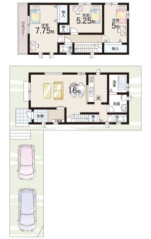 神戸市西区樫野台　新築一戸建ての間取り|B号棟