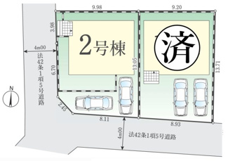 【区画図】 | 【仲介手数料無料！！】日野市大坂上2丁目　新築戸建て（全2棟）2号棟　6699万円 | 1号棟　土地面積／121.22㎡