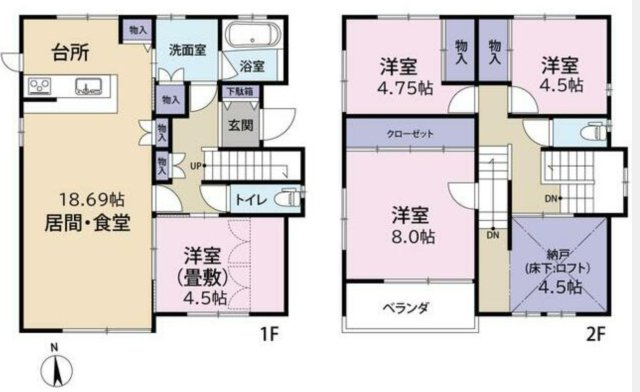 花田町小川中古戸建の間取り