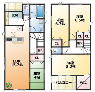 【間取り】 | CRADLE GARDEN栃木市大平町西野田第4　3 | 南向きで陽当たりの良い間取りです♪
