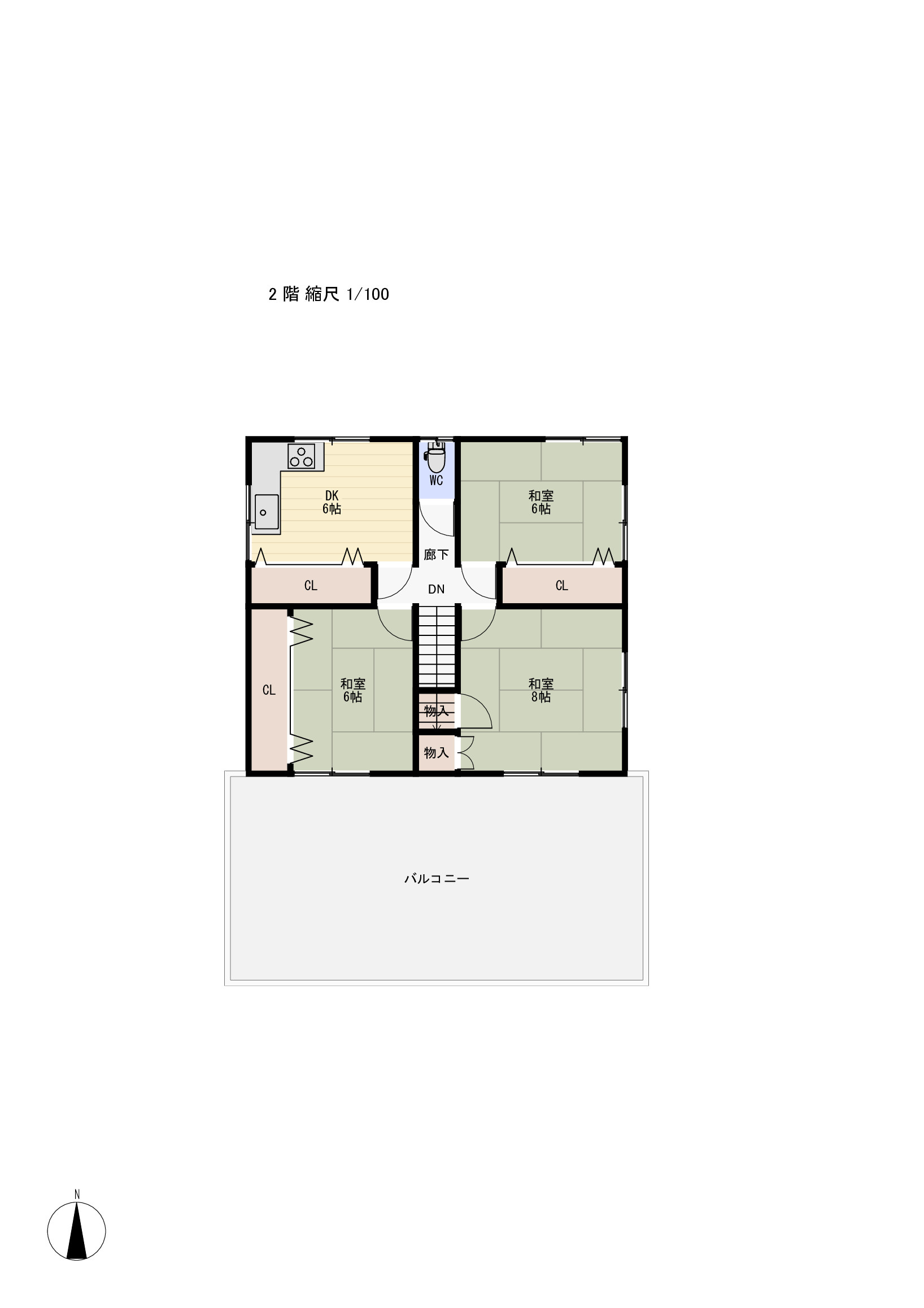 西条市朔日市中古住宅【1,585】土地101.56坪　建物54.60坪の間取り|2F
