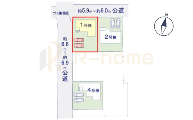 土浦市木田余1期　新築戸建て　1号棟の区画図|大きなお買い物だからこそ、メリット・デメリットを伝えさせて頂きます。
R-homeにお任せください♪