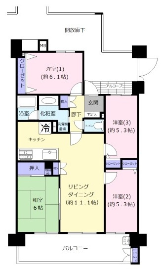 ダイアパレス東松山　11階の間取り