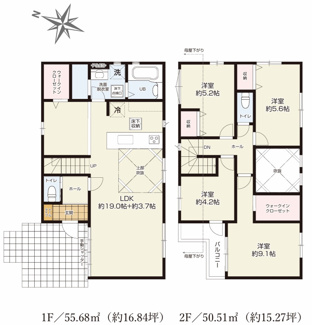 【間取り】 | 【仲介手数料無料！！】日野市南平2丁目　新築戸建て（全2棟）2号棟　5699万円