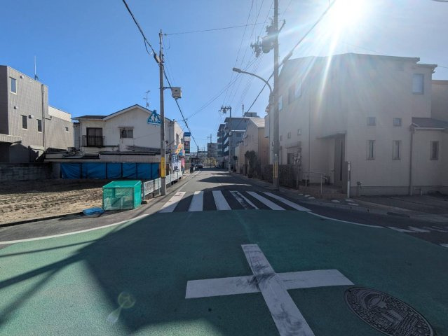 西宮市松山町土地の前面道路含む現地写真|約44.7坪の角地です。