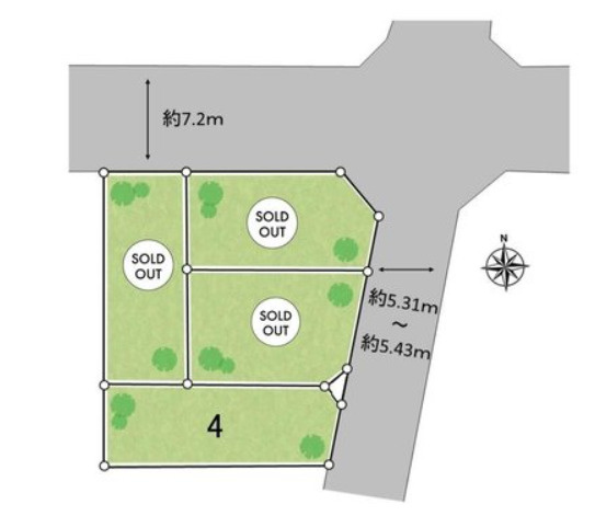 杉並区下井草4丁目　穏やかな住宅エリア　角地含む全4棟の区画図|開放的なロケーションん♪角地を含む全4棟の誕生です♪