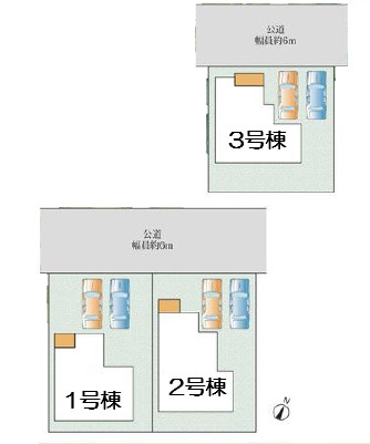 加古川市第１平岡町高畑（全３）　3号棟の区画図|3号棟
