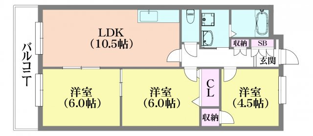 神戸市北区南五葉２丁目の賃貸マンションの間取り