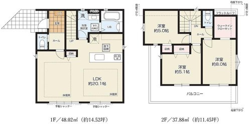 【KEIAI　Grace】西東京市芝久保町12期の間取り|〇 本物件【１号棟】の間取・平面図です〇　敷地面積:107.66㎡　建物面積:85.90㎡　
